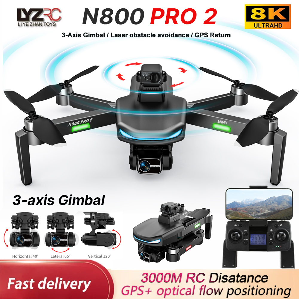 N800 PRO 2 GPS Drone Professio - مراجعة Drone Gimbal 3 Axis وسعره